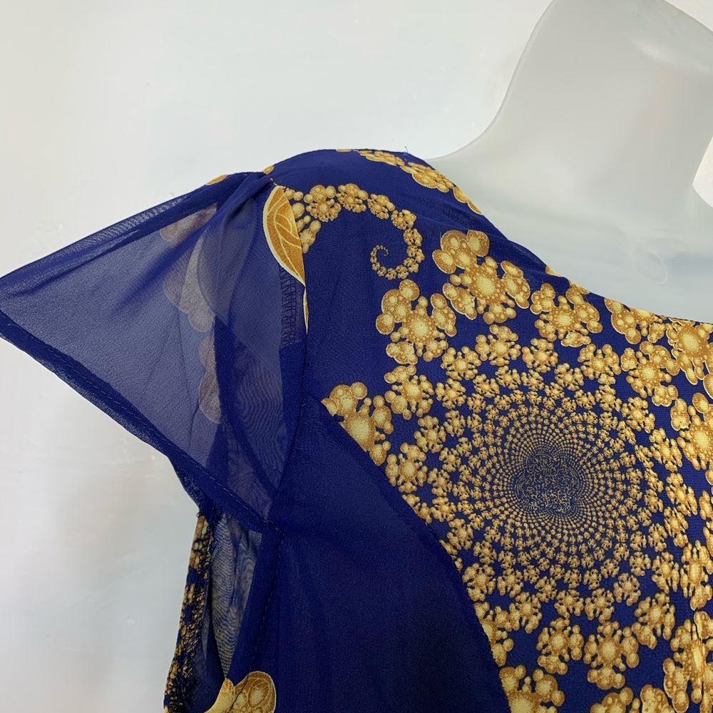 Only You Blue/Gold Oriental Holiday Dress NWT |3XL